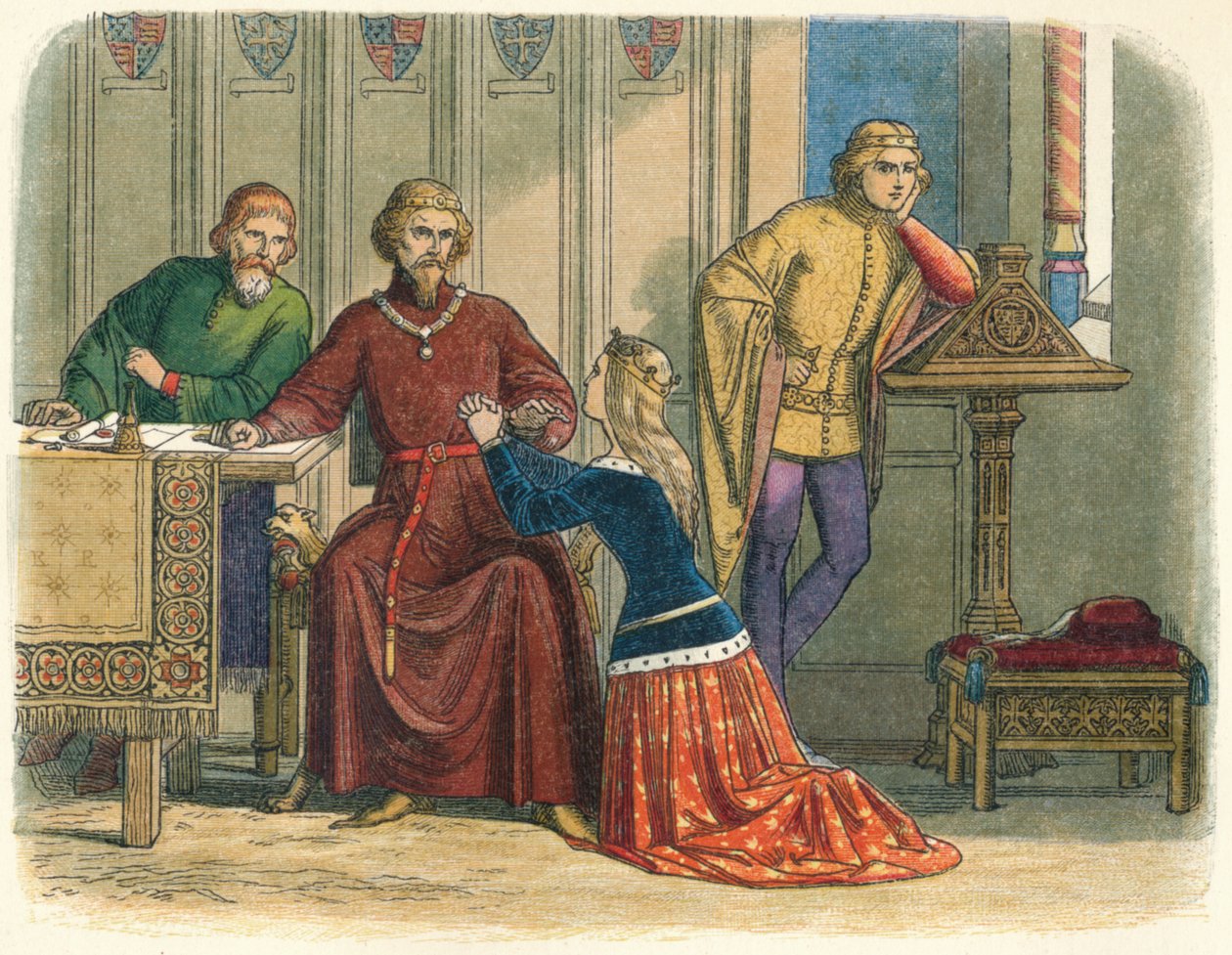 Anna királynő közbenjár Sir Simon Burley mellett, 1388 1864 alkotó: James William Edmund Doyle