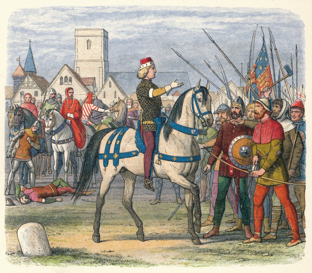 Richard átveszi a lázadók parancsnokságát, 1381 1864 alkotó: James William Edmund Doyle