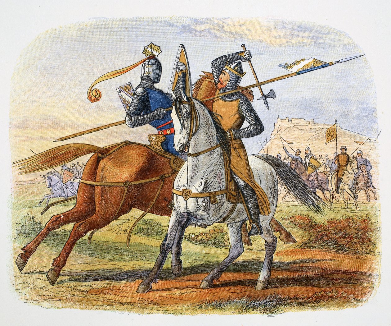 Robert the Bruce megöli Sir Henry Bohunt, Bannockburn-i csata, Skócia, 1314 1864 alkotó: James William Edmund Doyle