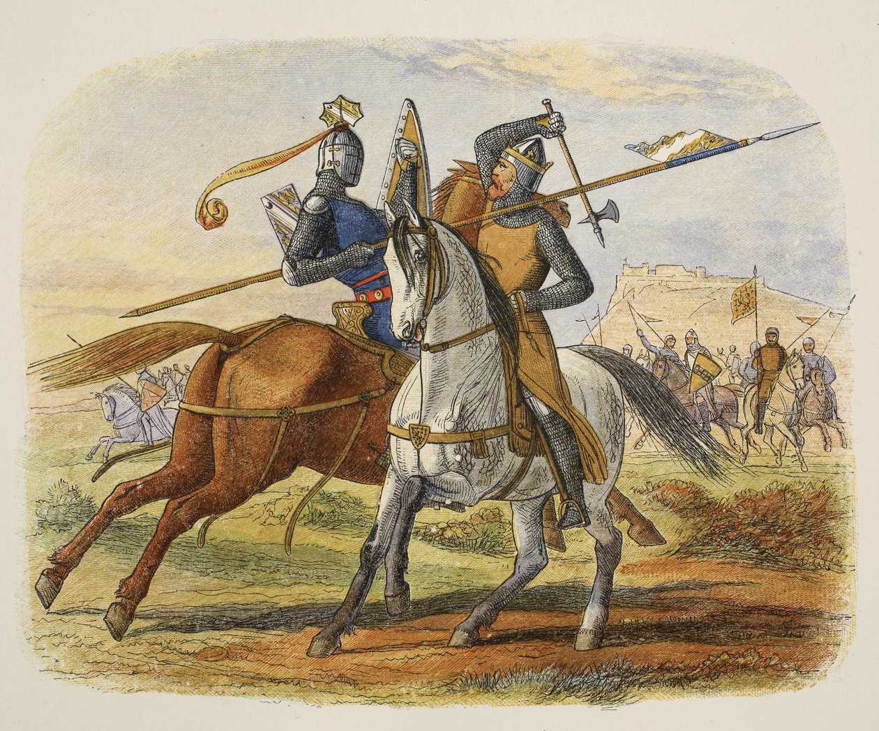 Sir Robert Bruce megöli Sir Henry Bohunt, az A Chronicle of England BC 55 to AD 1485, pub. London, 1863 alkotó: James William Edmund Doyle
