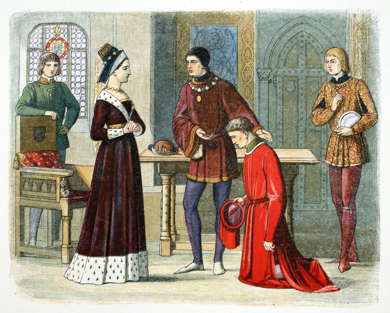 Warwick grófja aláveti magát Margit királynőnek, 1470 1864. alkotó: James William Edmund Doyle