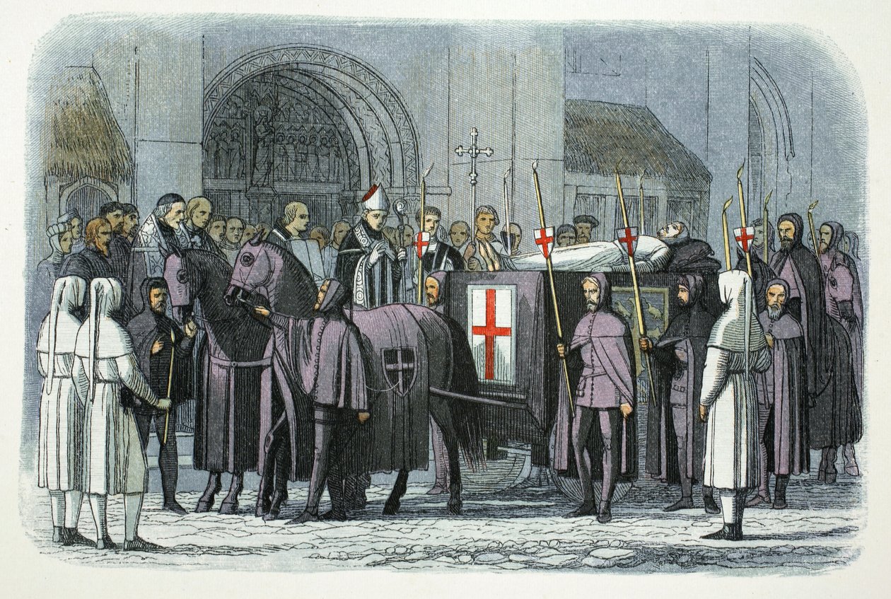 II. Richárd holttestét a londoni Szent Pál-székesegyházba vitték 1400-ban, 1864-ben alkotó: James William Edmund Doyle