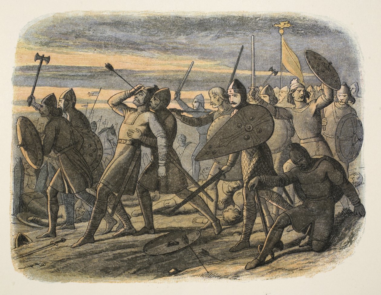 II. Harold halála a hastingsi csatában, 1066, A Chronicle of England Kr.e. 55-től Kr. u. 1485-ig, pub. London, 1863 alkotó: James William Edmund Doyle
