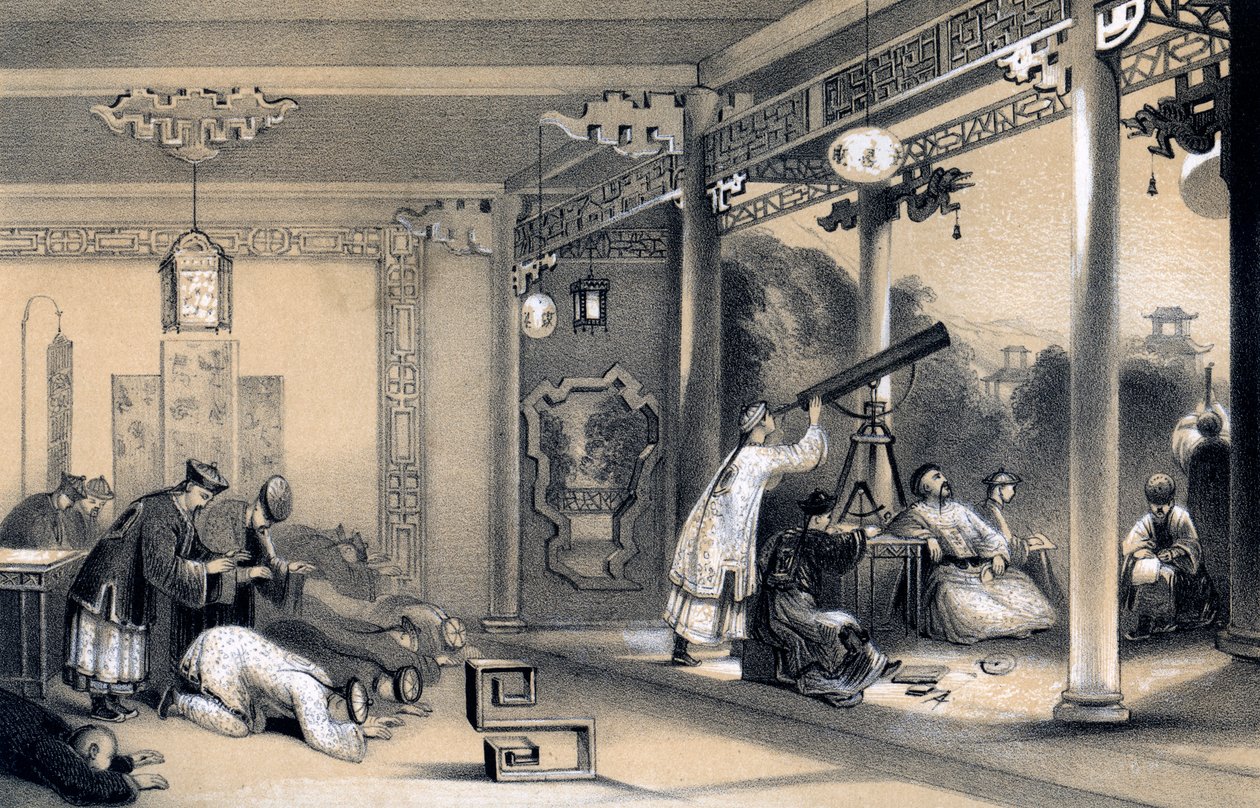 A szertartások, amelyeket Kína minden tartományában és városában tartottak egy napfogyatkozás alkalmával, 1847-ben. alkotó: James William Giles