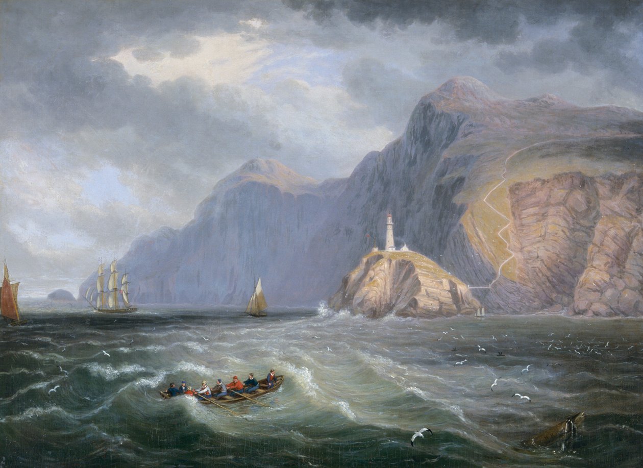 „South Stack Rock Holyhead”, 1820-1830 alkotó: James Wilson Carmichael