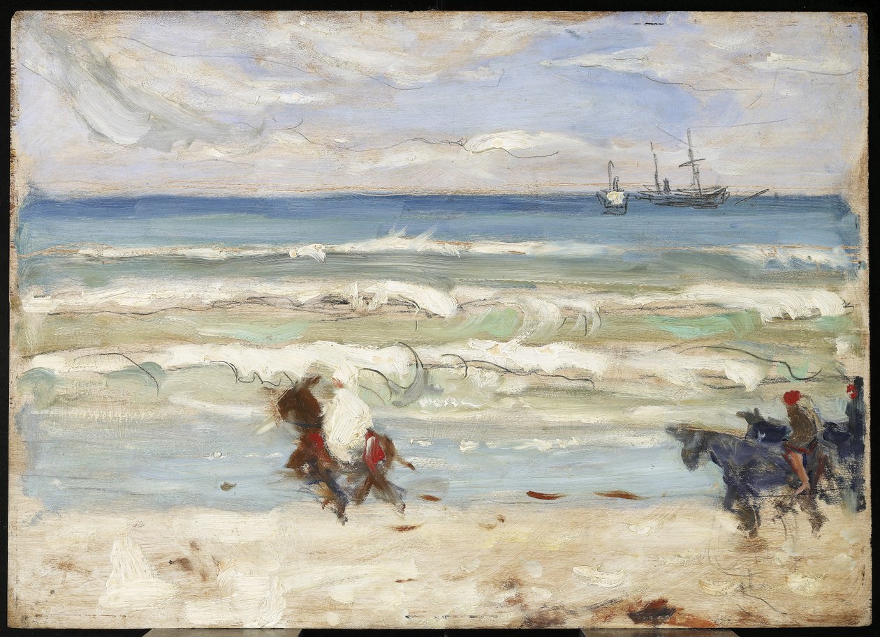 Beach Scene, Tanger, 1911 körül (olaj és grafit a panelen) alkotó: James Wilson Morrice