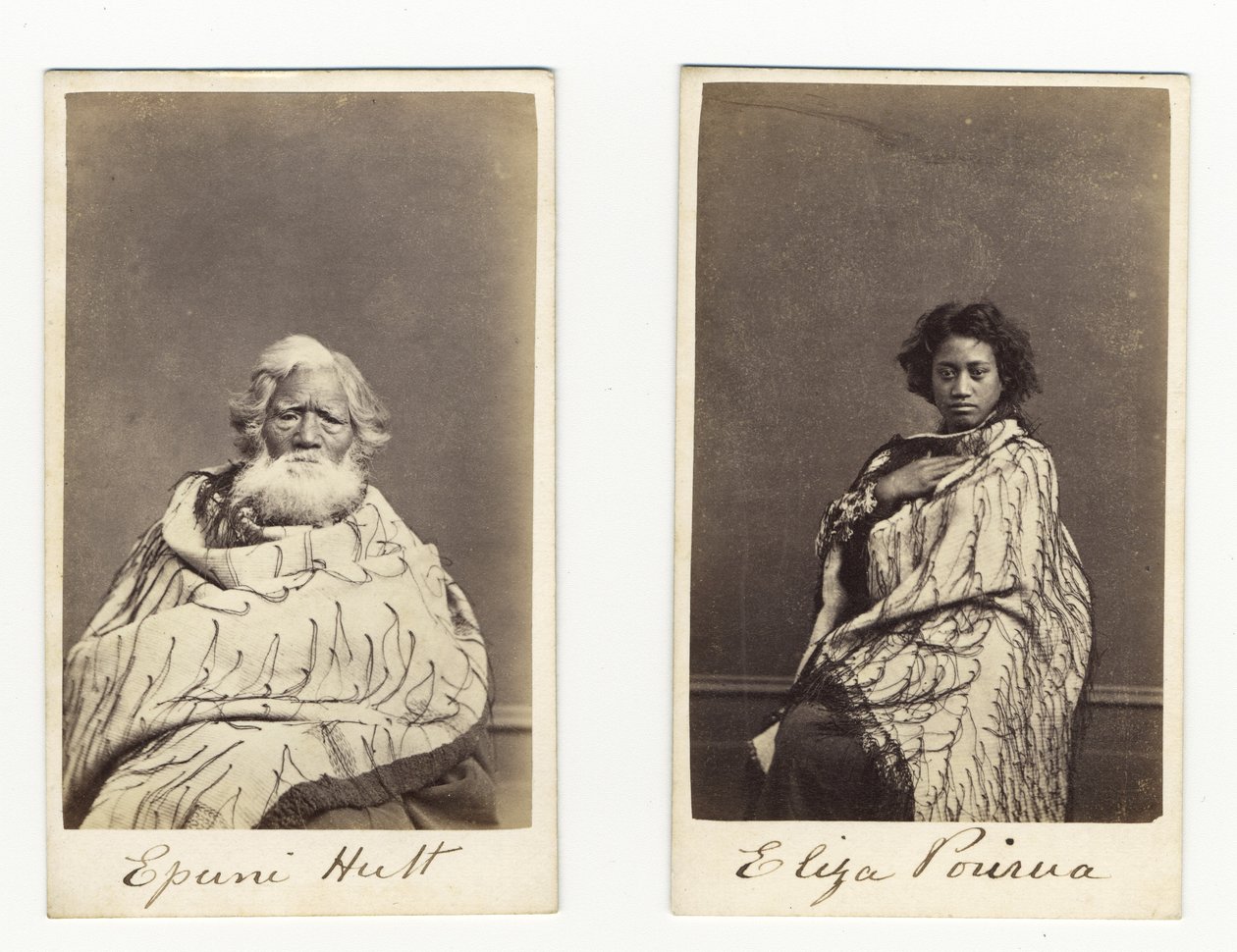 Epuni Hutt és Eliza Porirua, 1865 körül (albumnyomat) alkotó: James Wrigglesworth