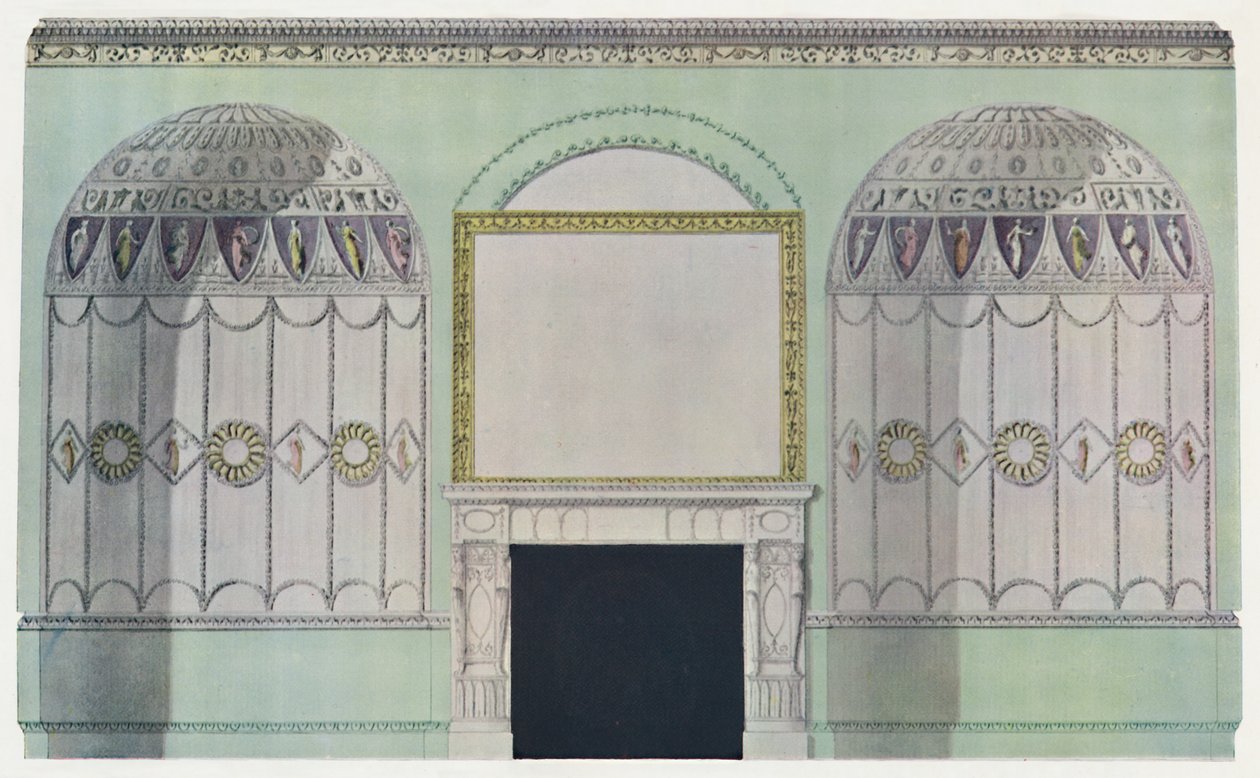 Függőleges deszkás kéménydarab, belső kompozíció, XVIII. század alkotó: James Wyatt