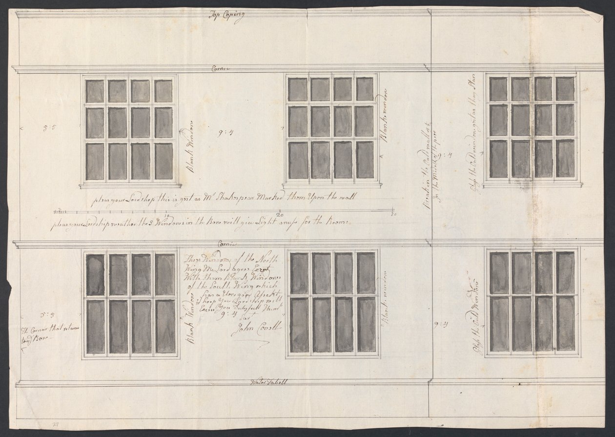 Cobham Hall, Kent: Design for Windows alkotó: James Wyatt