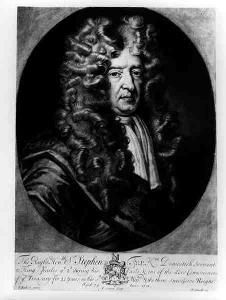 Sir Stephen Fox (1627-1716) 75 éves, metszett: J. Simon, 1701 alkotó: James after Baker