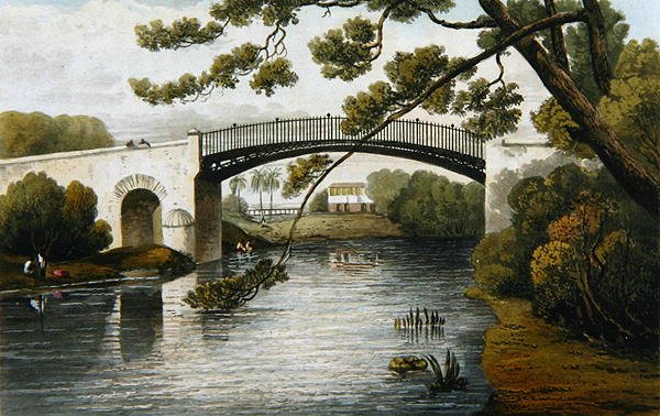Híd a Rio Cobre felett, spanyol város, A festői körút Jamaica szigetén című filmből, J. Cartwright metszet, 1824 alkotó: James after Hakewill