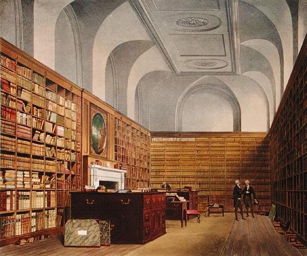 The Kings Library, Buckingham House, The History of the Royal Residences, metszett James Baily, William Henry Pyne (1769-1843), 1819 (lásd még: 169795) alkotó: James after Stephanoff
