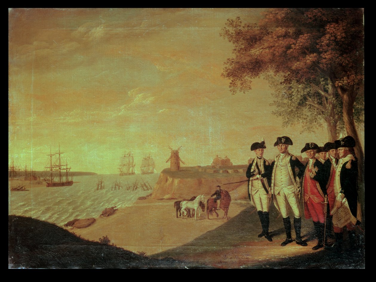 Washington és tábornokok Yorktownban alkotó: James the Elder Peale