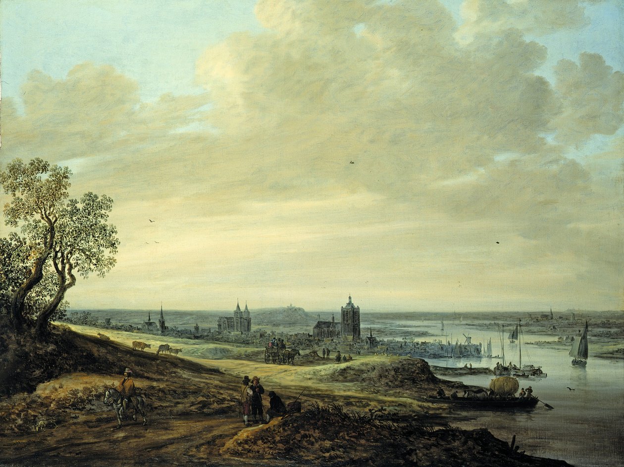 Panoráma tájkép Arnheim kilátásával alkotó: Jan Josephsz van Goyen