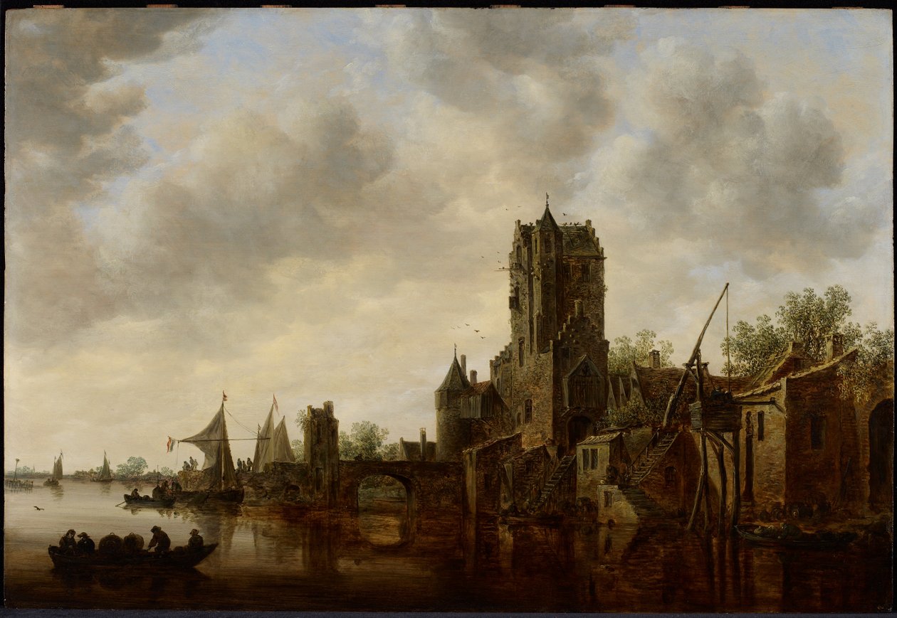 Folyói táj a Pellecussen-kapuval Utrecht közelében, 1648 alkotó: Jan Josephsz van Goyen