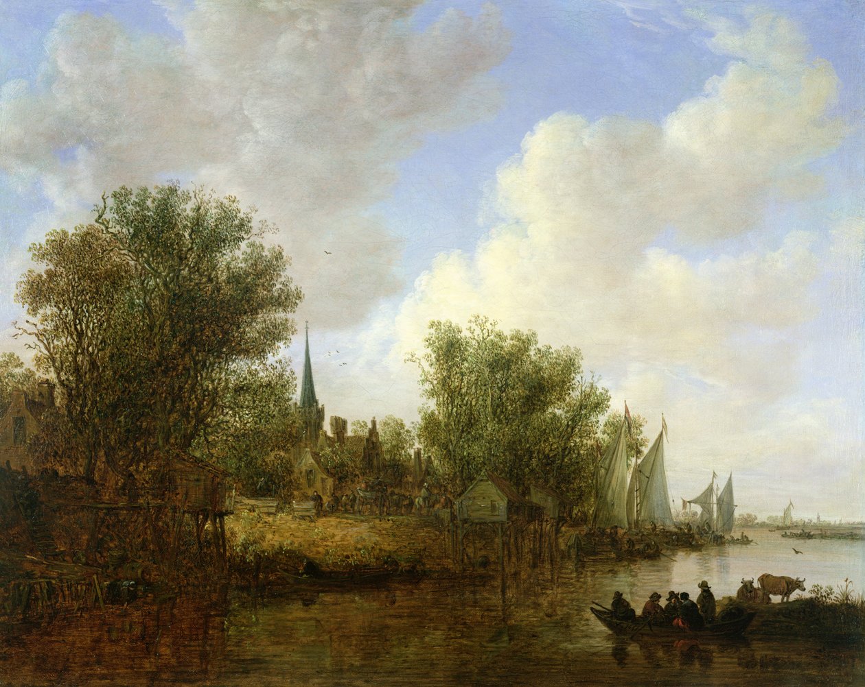 Folyói jelenet Overschie látképével, 1651 alkotó: Jan Josephsz van Goyen