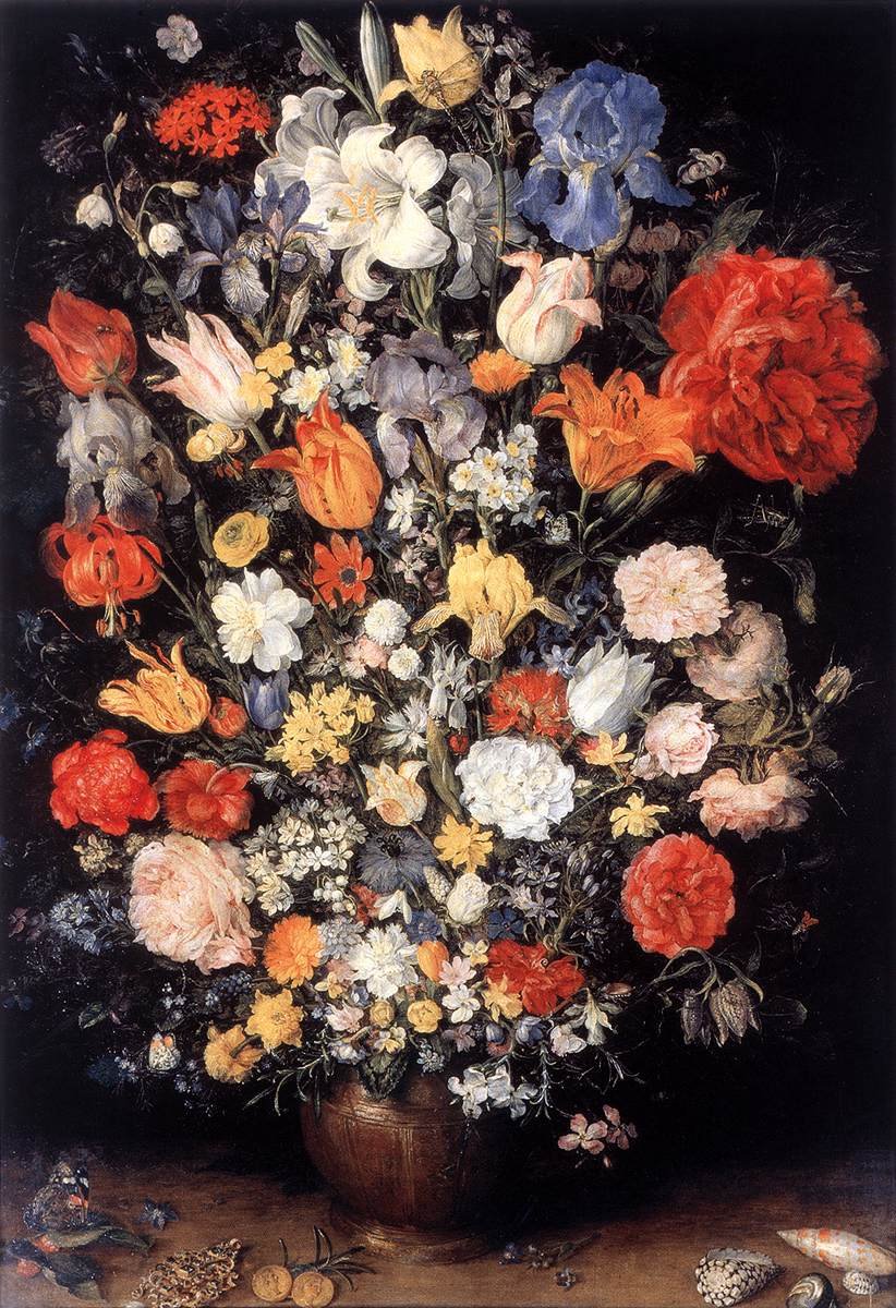 Virágváza ékszerekkel, érmékkel és kagylókkal alkotó: Jan the Elder Brueghel
