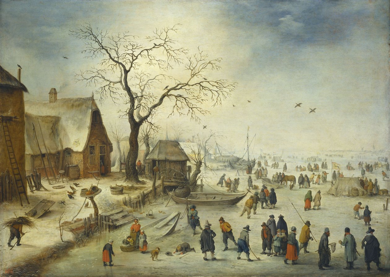 A falusiak a jégen alkotó: Jan Brueghel the Younger