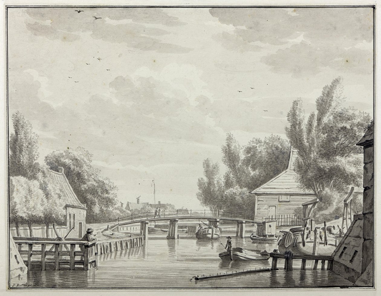 Winschoterdiep Bontebruggal, a városból nézve alkotó: Jan Bulthuis