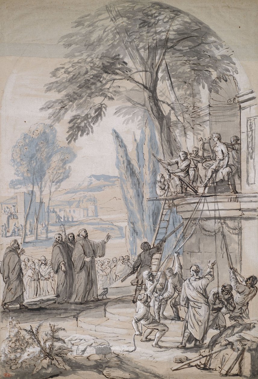 Szobor felszerelése az épület fülkéjébe alkotó: Jan Erasmus Quellinus