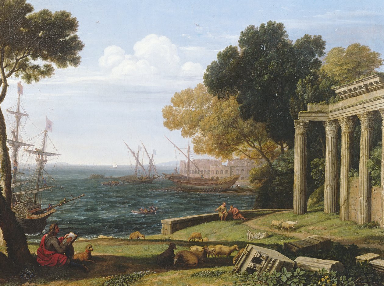 Kilátás a tengerre, a kikötőre és a polai amfiteátrumra alkotó: Jan Frans van Bloemen