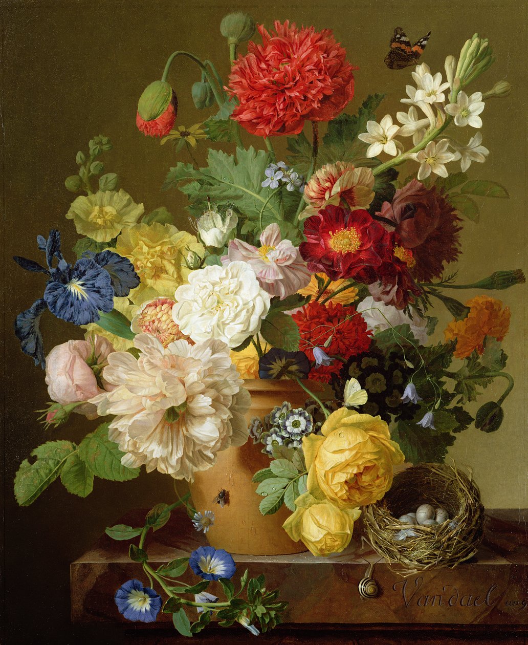 Virágcsendélet márványpárkányon, 1800-01 alkotó: Jan Frans van Dael