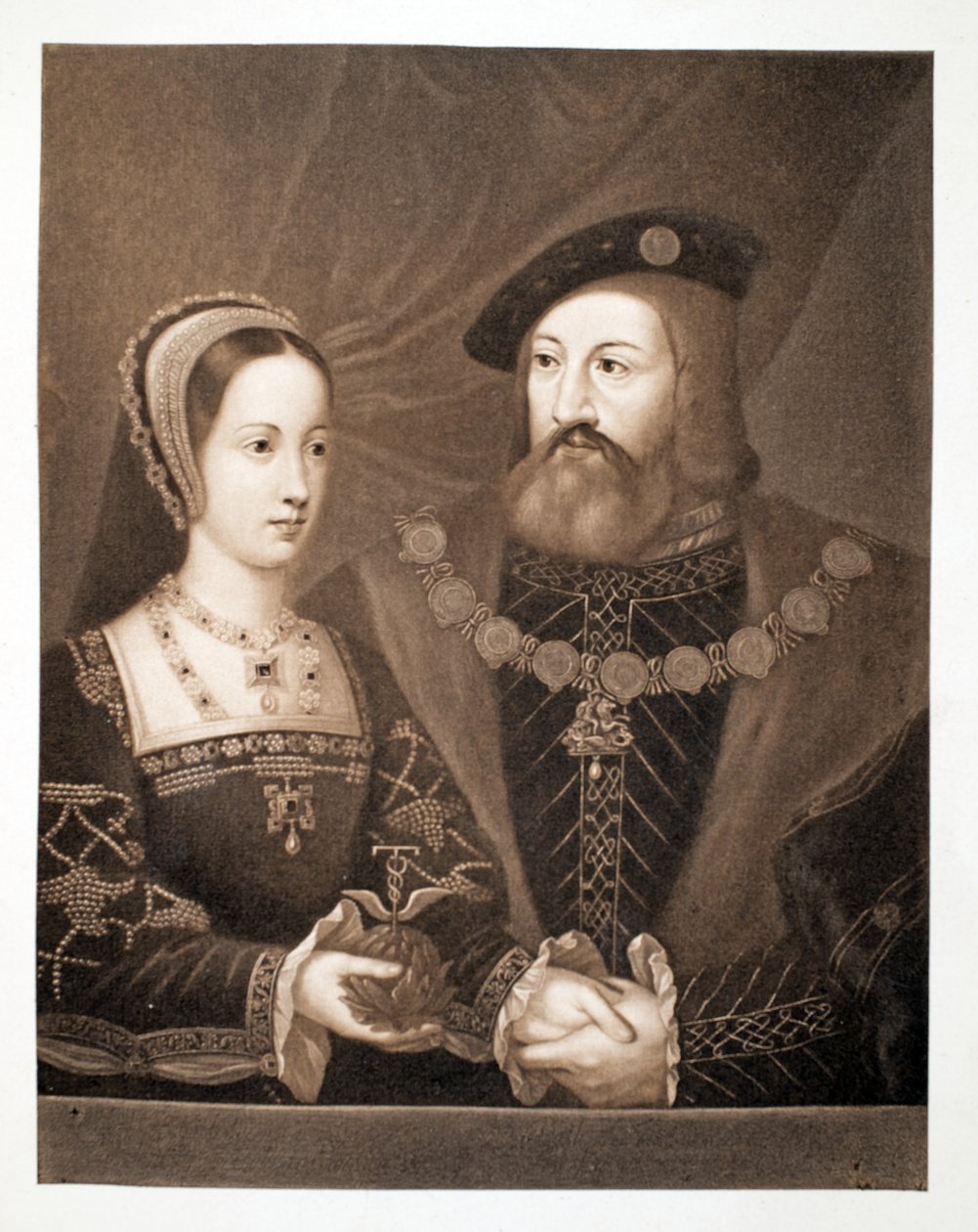 Tudor Mária és Charles Brandon, Suffolk hercege, 1515 körül, pub. 1902 (kollotípia) alkotó: Jan Gossaert