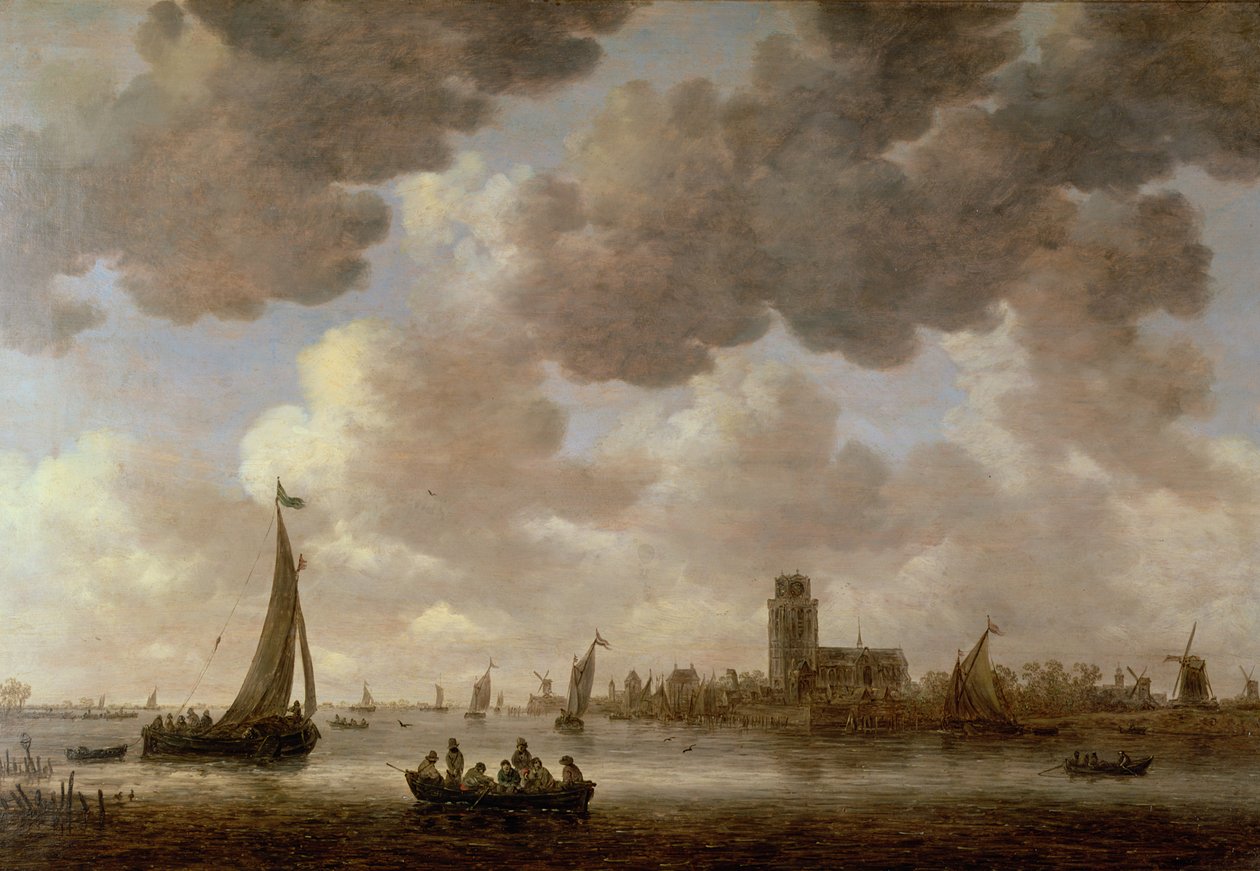 Dordrecht kilátása a Grote Kerk folyásiránytól lefelé, 1647 alkotó: Jan Josephsz van Goyen