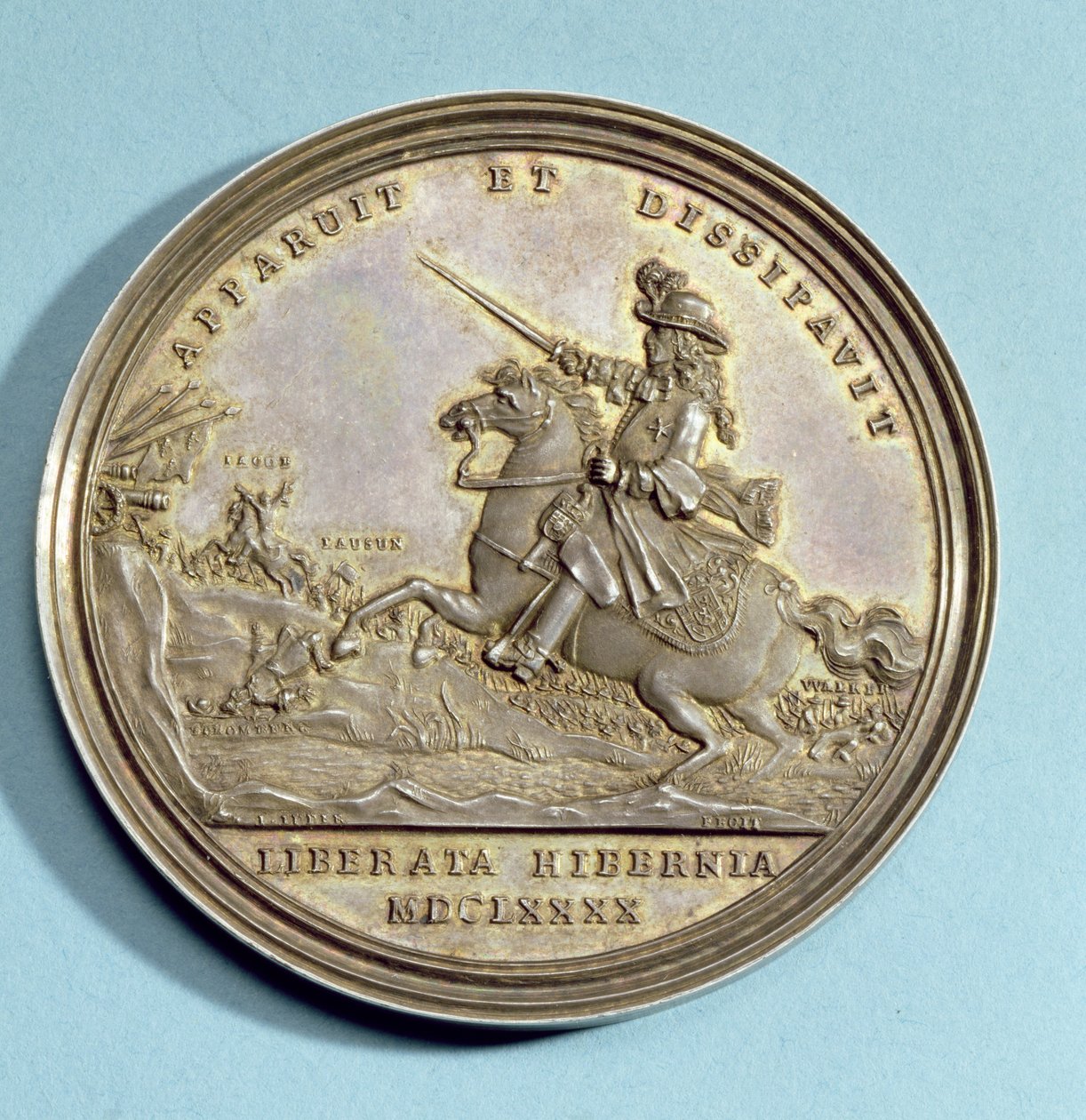 A Boyne-i csatára emlékező érem, 1690 (ezüstözött) alkotó: Jan Luder