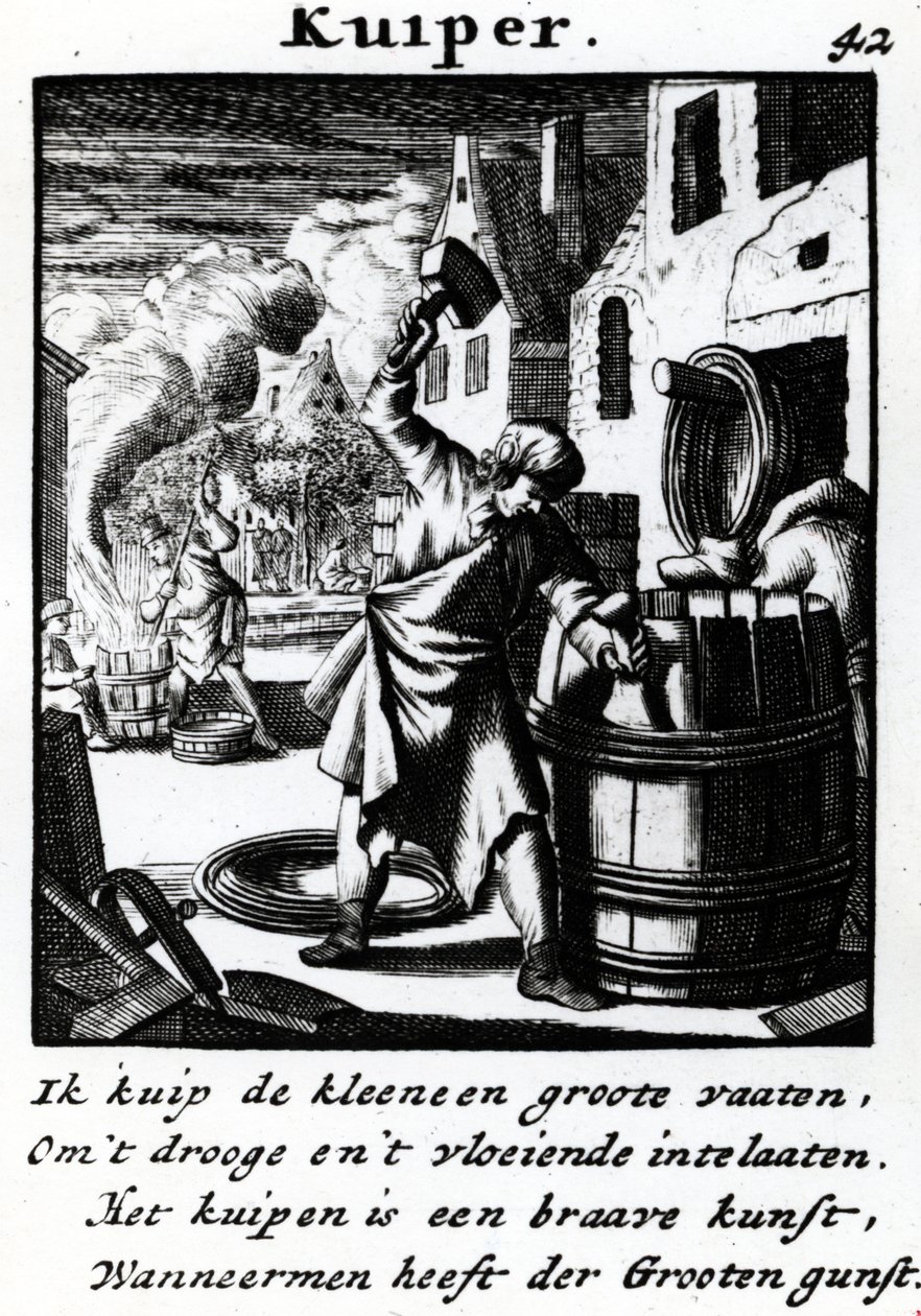 Cooper, a Book of Trades-ből, 1694-ben megjelent alkotó: Jan Luyken