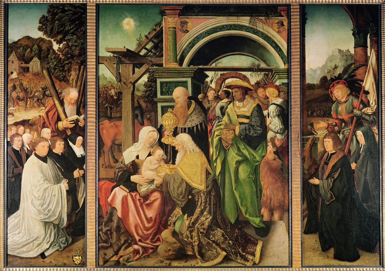 A bölcsek imádása (tempera, tábla) alkotó: Jan Mostaert