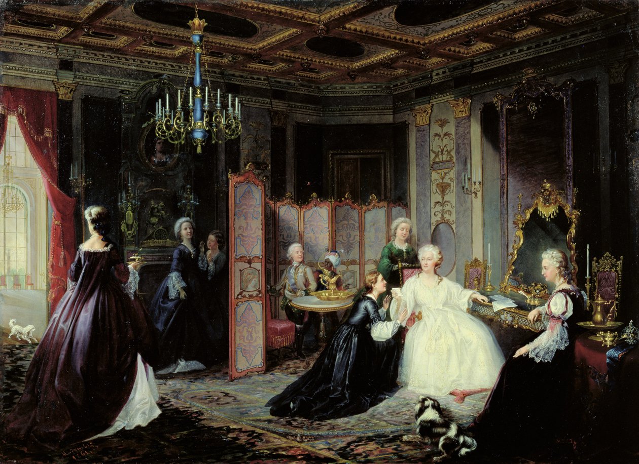 Nagy Katalin császárné (1729-96) levelet kap, 1861 alkotó: Jan Ostoja Mioduszewski