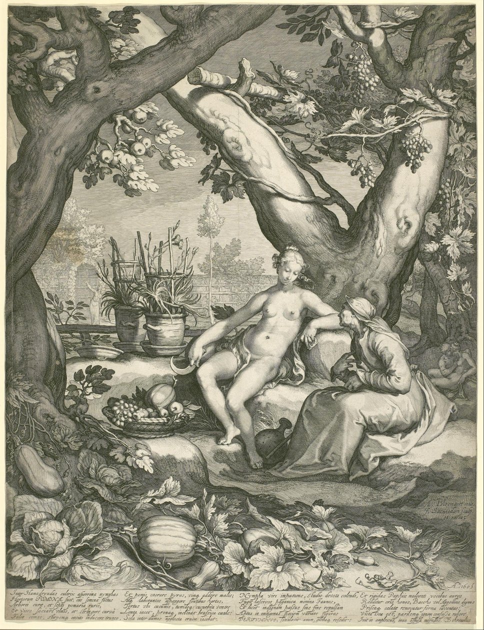 Vertumnus kölcsönkér egy öregasszony alakját, hogy megnyerje Pomonas szerelmét alkotó: Jan Pietersz. Saenredam