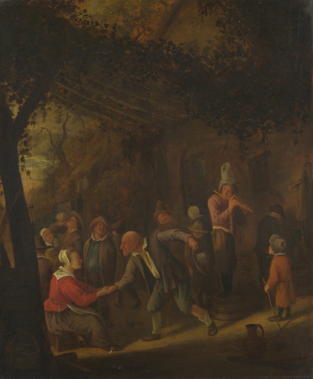 Parasztok mulattatnak egy fogadó előtt alkotó: Jan Havickszoon Steen
