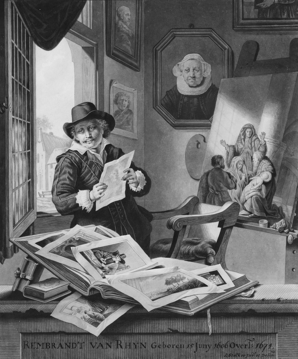 Rembrandt a stúdiójában alkotó: Jan Stolker