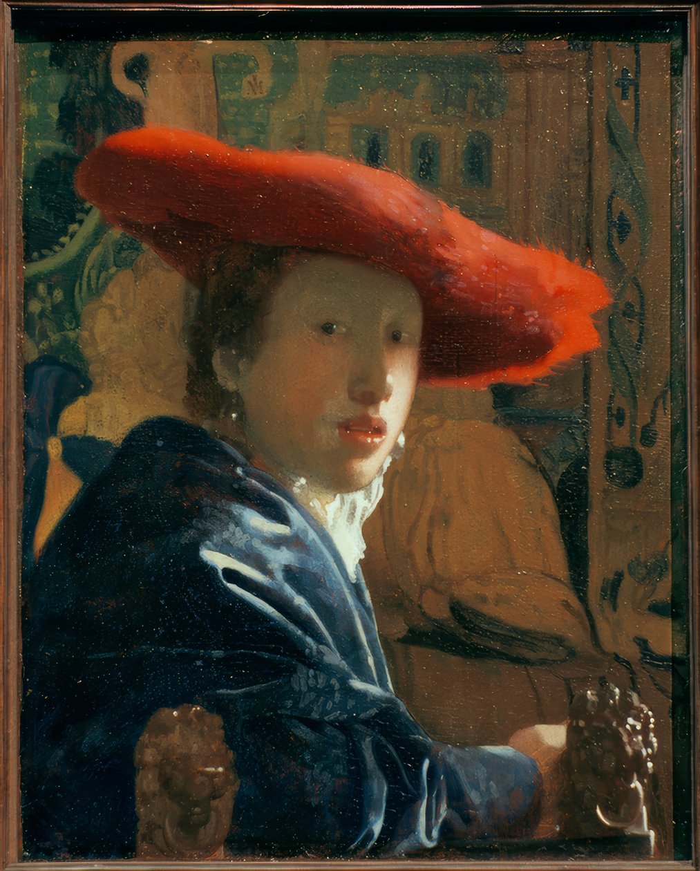 Lány piros kalapban alkotó: Jan Vermeer van Delft