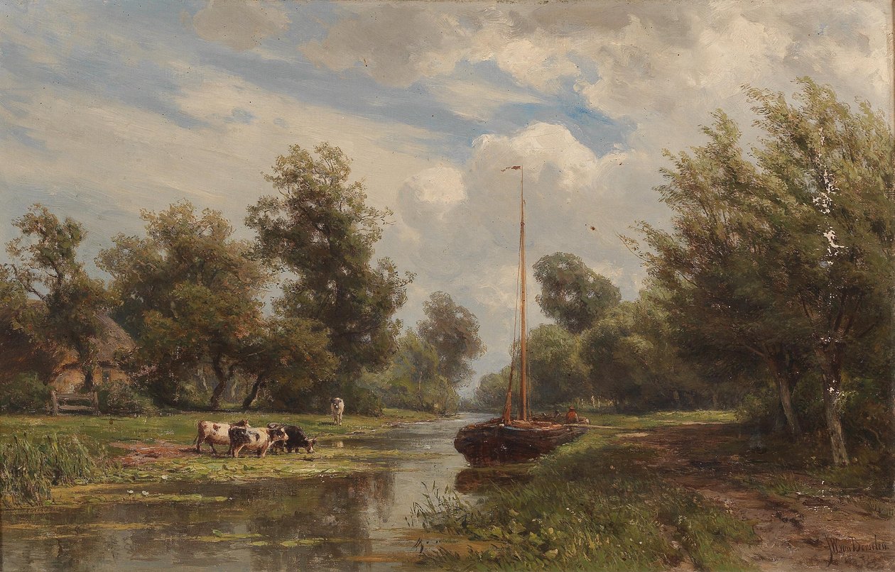 Tehenek legelésznek a Csatorna -parton alkotó: Jan Willem van Borselen