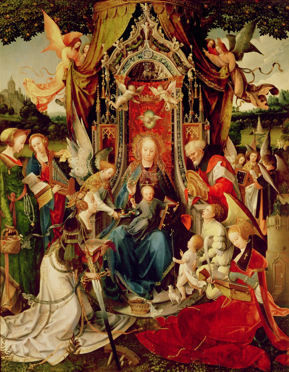 Madonna a gyermekkel és szentekkel, 16. század, (triptichon) alkotó: Jan de Beer