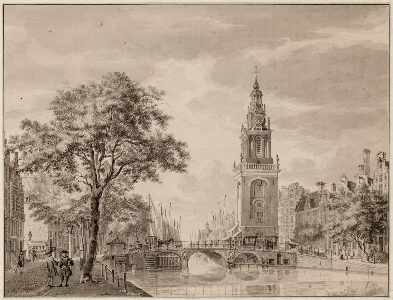 A Torensluis és a Jan Rodenpoortstoren. Rajz. Amsterdam, Amsterdam City Archives alkotó: Jan de Beijer