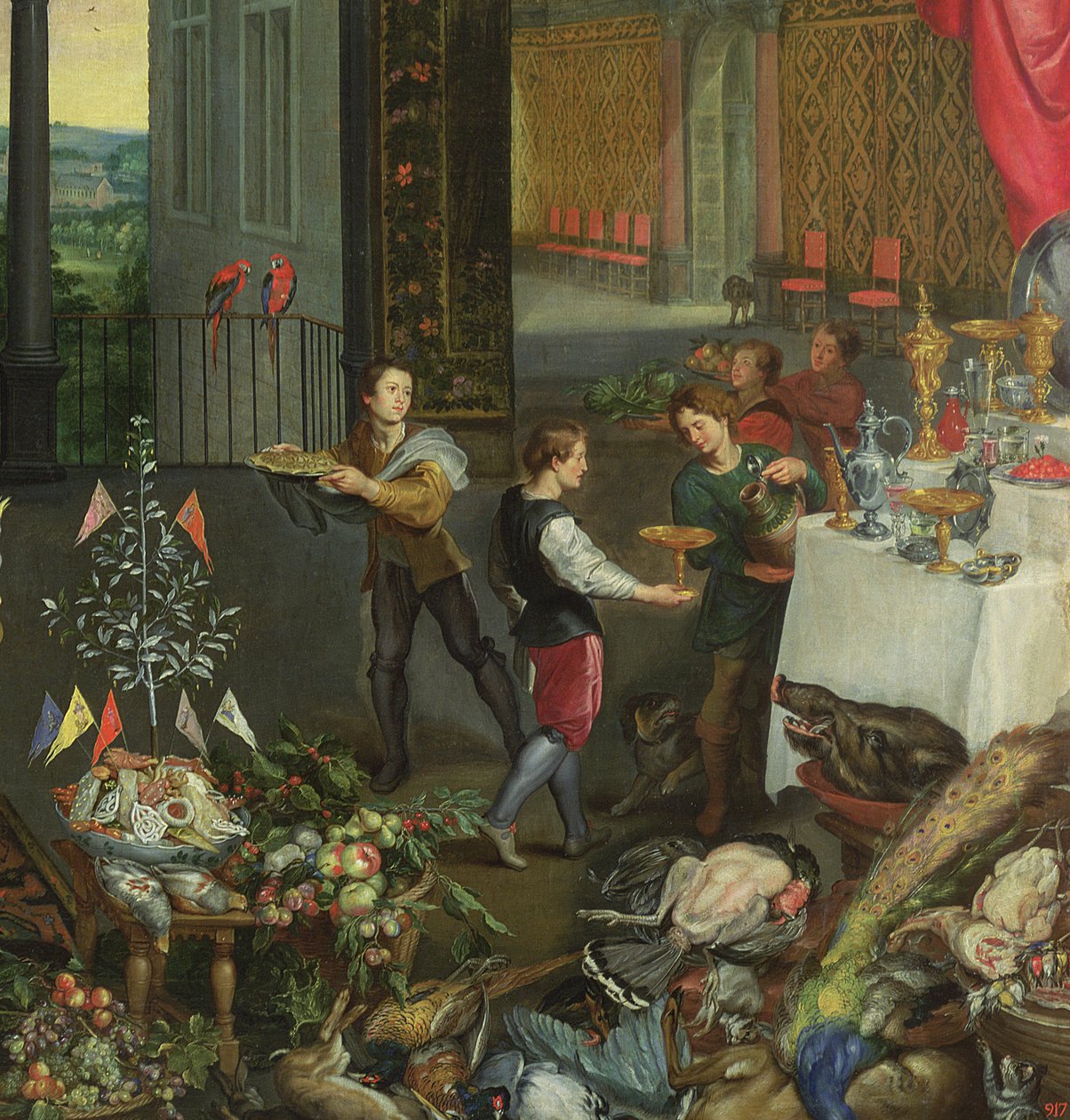 Ízlés allegóriája, bort hozó felszolgálók részlete, 1618 (61052 részlet) alkotó: Jan the Elder Brueghel