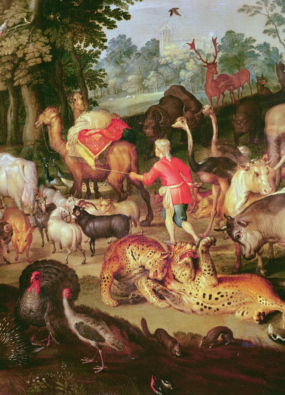 Földi paradicsom, jobb oldali részlet, állatok párban olaj, vászon alkotó: Jan the Elder Brueghel