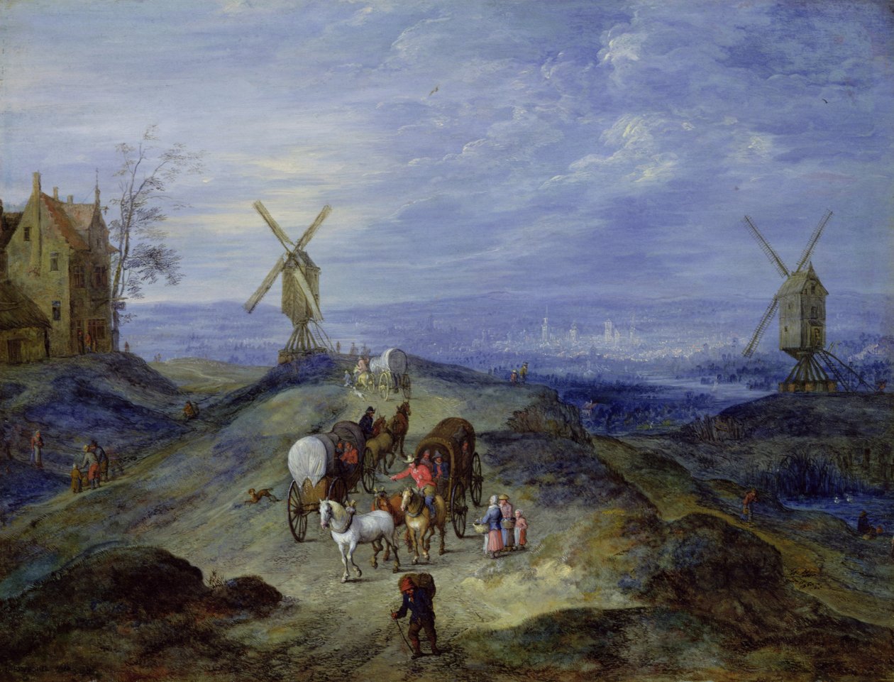 Táj két szélmalommal, 1612 alkotó: Jan the Elder Brueghel
