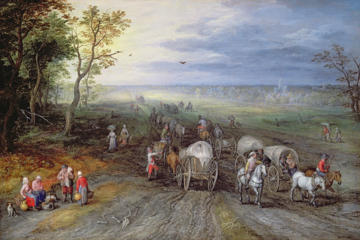 Visszatérve a piacról (olaj, réz) alkotó: Jan the Elder Brueghel