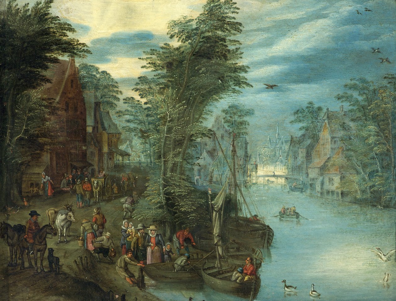 Folyami jelenet, 1630-50 körül (olaj, réz) alkotó: Jan the Elder Brueghel