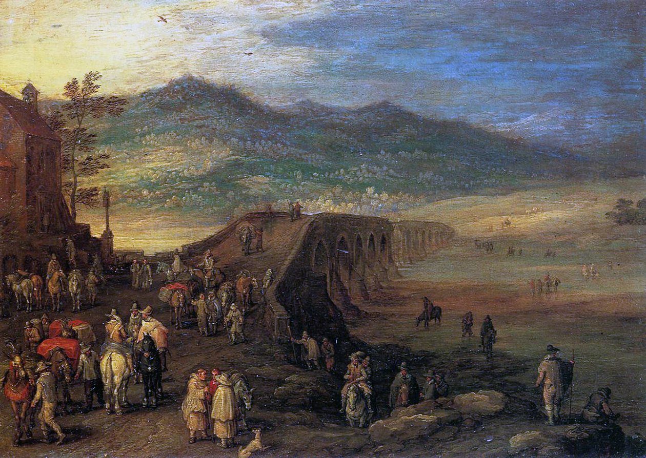 Utazók a Talavera hídnál, 1610 (olaj, réz) alkotó: Jan the Elder Brueghel