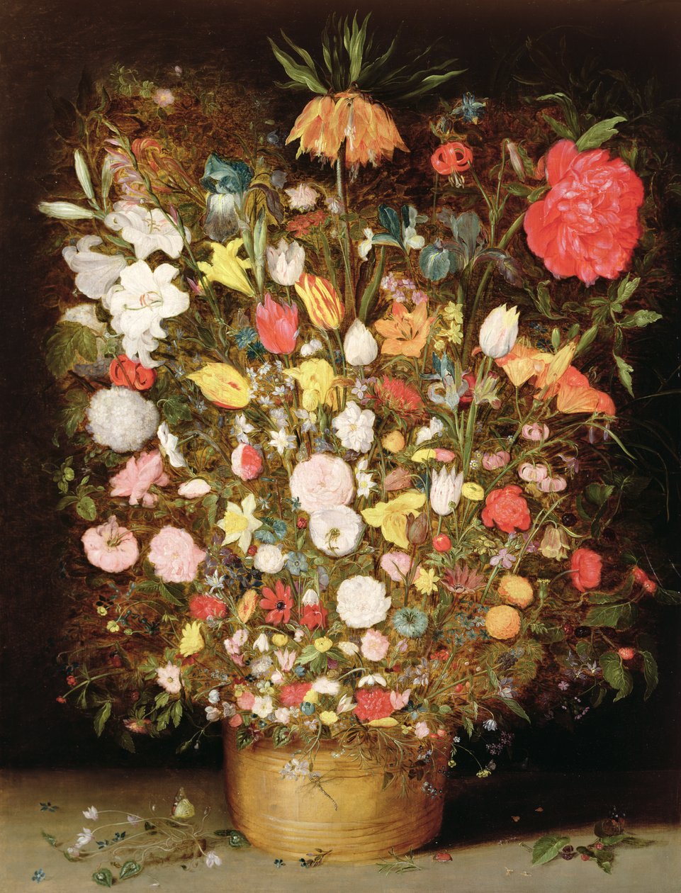 Vegyes virágok egy fából készült kádban alkotó: Jan Brueghel the Younger