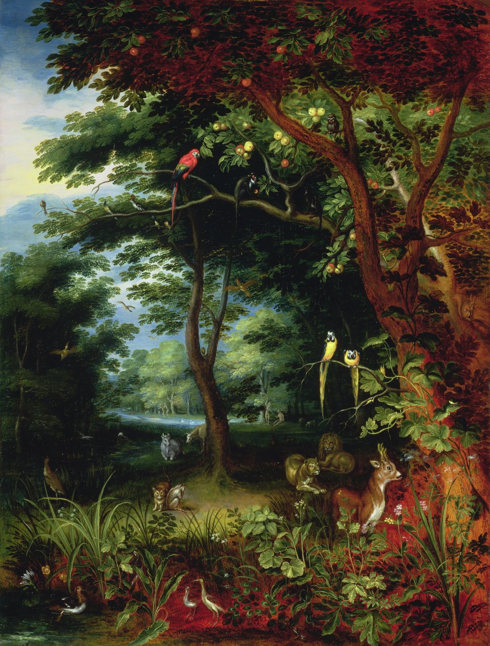 Paradicsomi jelenet Ádámmal és Évával (panel) alkotó: Jan Brueghel the Younger