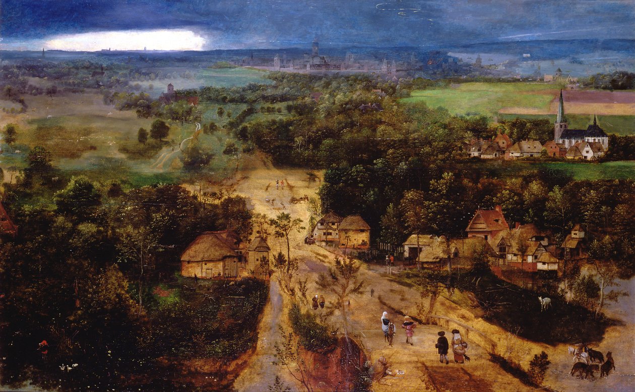 Táj az egyiptomi repüléssel, 1530 körül alkotó: Jan van Amstel