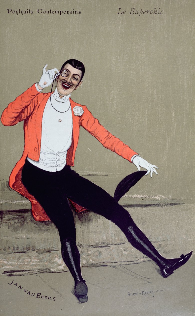„Le Superchic”, rajzfilm a „La Revue Illustree”-hez, 1886. február alkotó: Jan van Beers