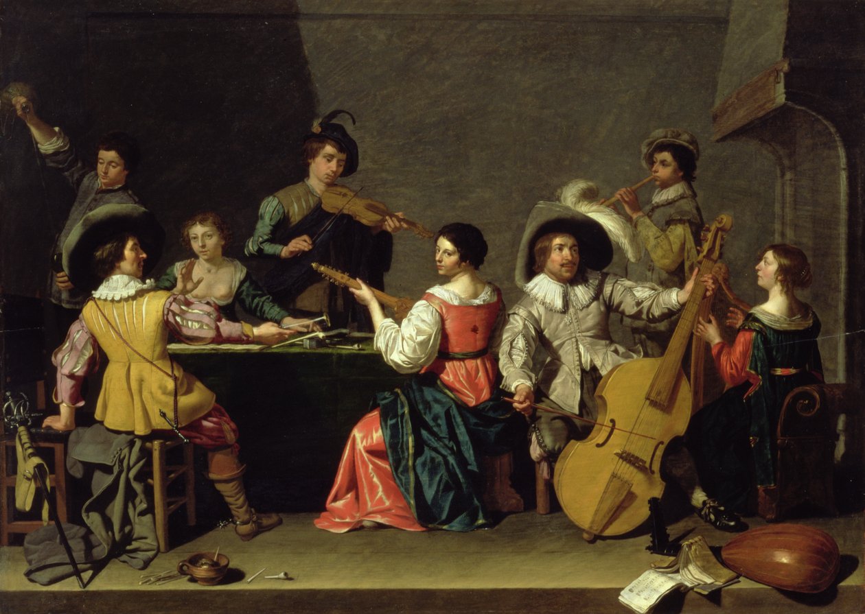 Zenészek csoportja alkotó: Jan van Bijlert or Bylert